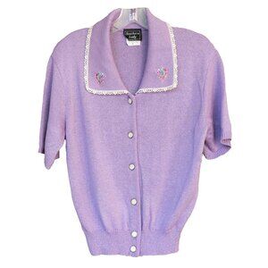 Southern Lady Lavender Cardigan with Embroidered Details